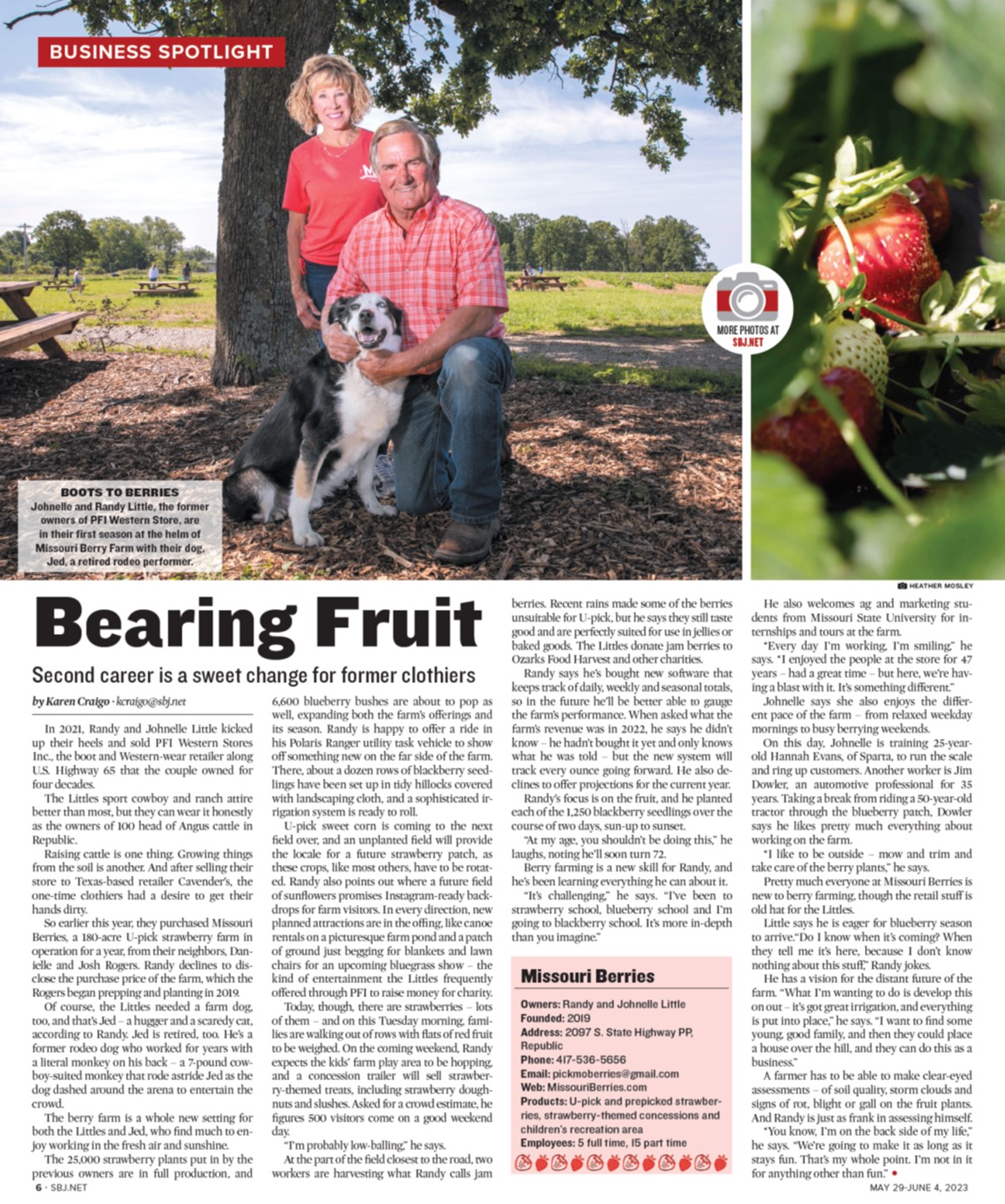 SBJ Feature on Missouri Berries - Blueberry Farm in Republic Missouri